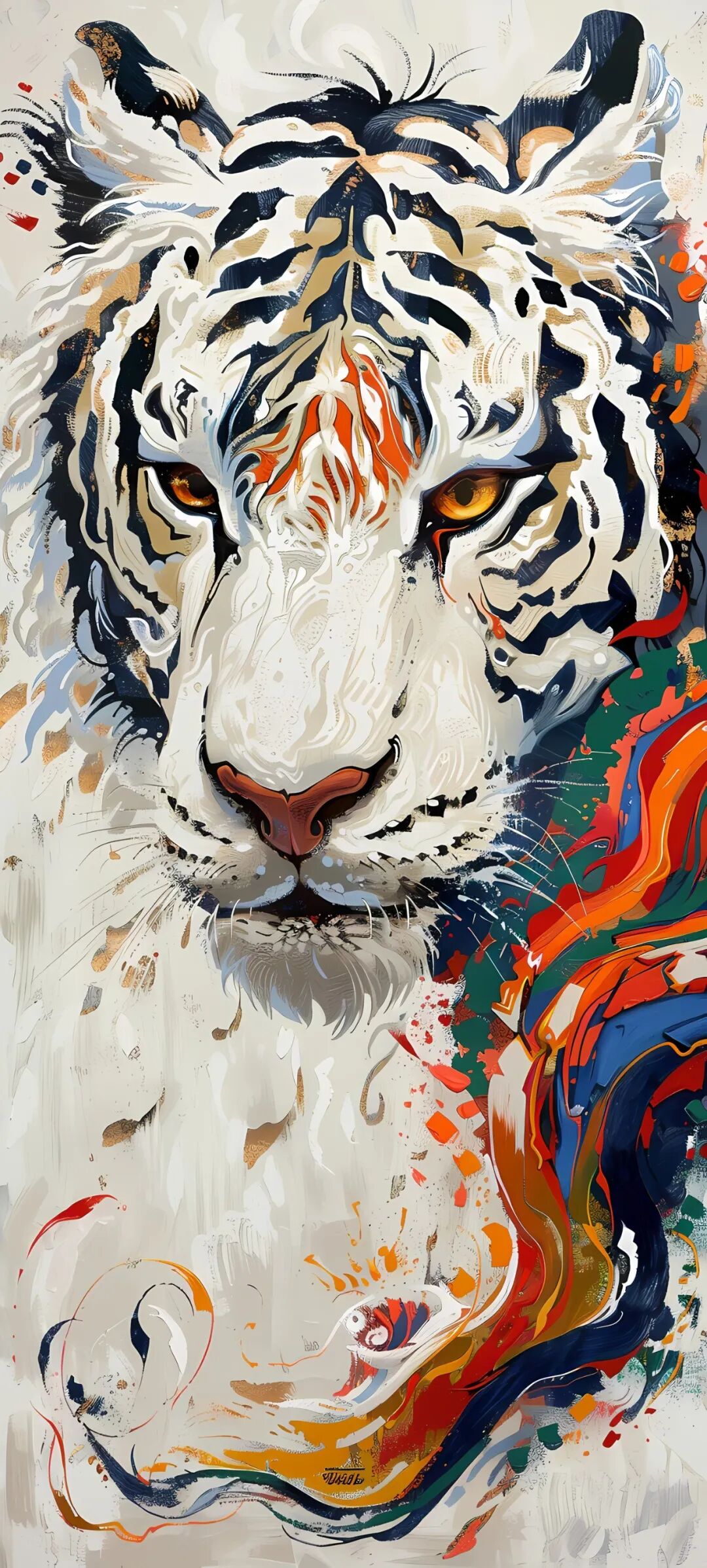 手机壁纸时尚插画老虎壁纸图片免费下载