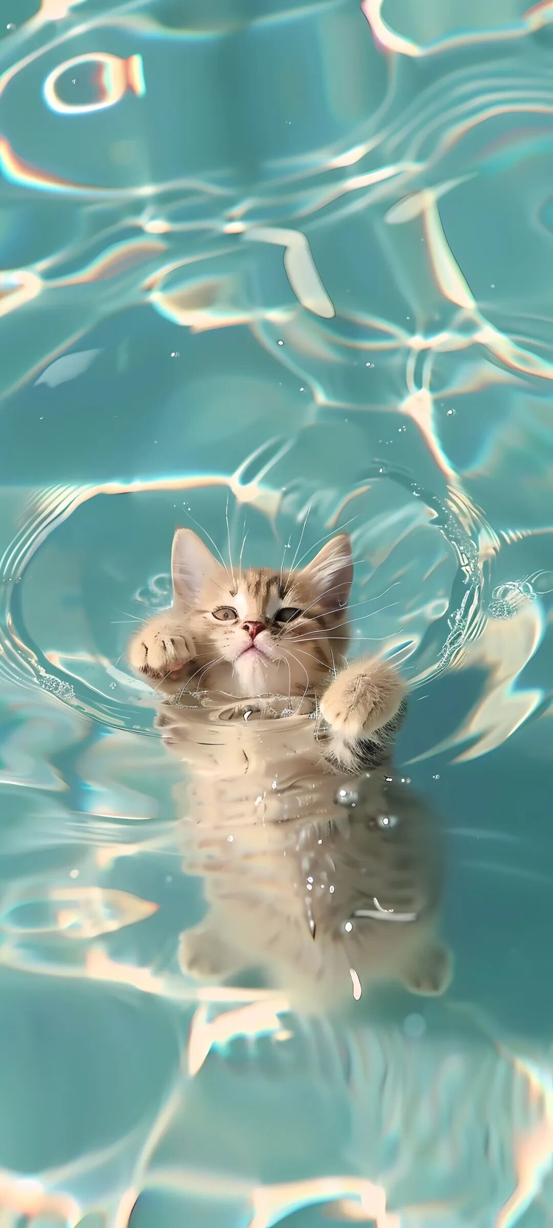 可爱超萌猫咪戏水手机壁纸图片快快收藏