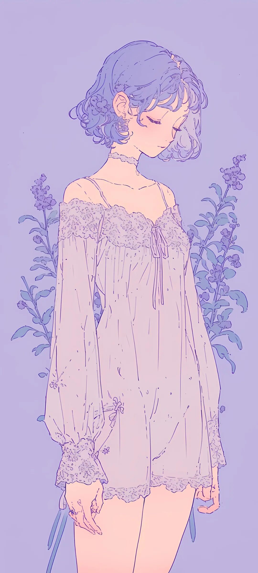 手机壁纸时尚潮流女孩插画壁纸高清版直接保存