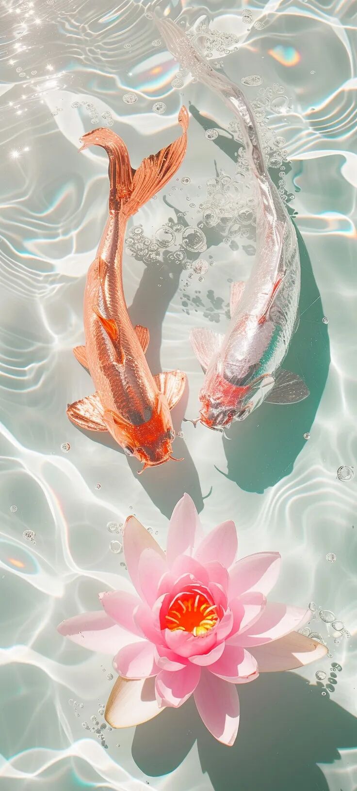 手机壁纸锦鲤游曳水中天传递吉祥与平安