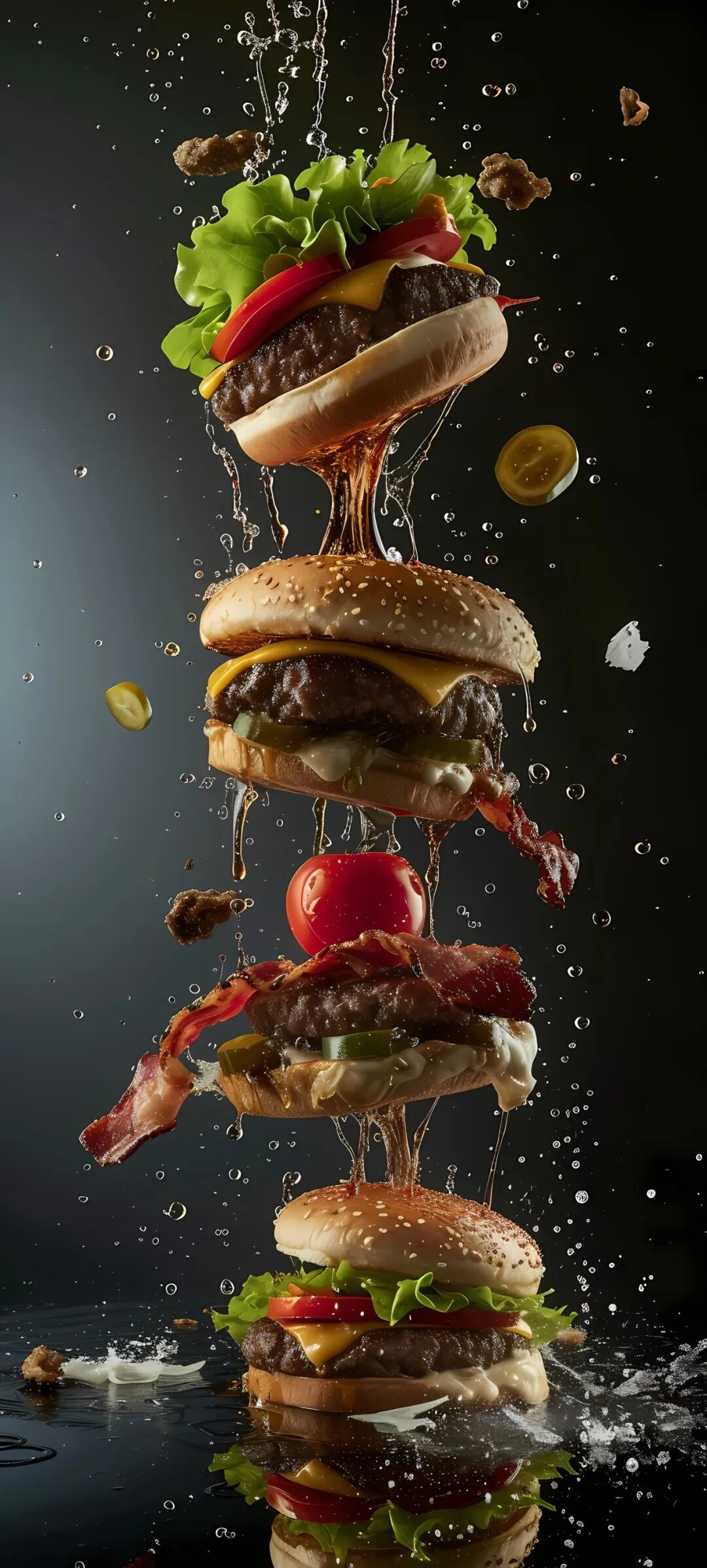 手机壁纸美味无法阻挡的汉堡炸鸡壁纸图片赶紧收藏