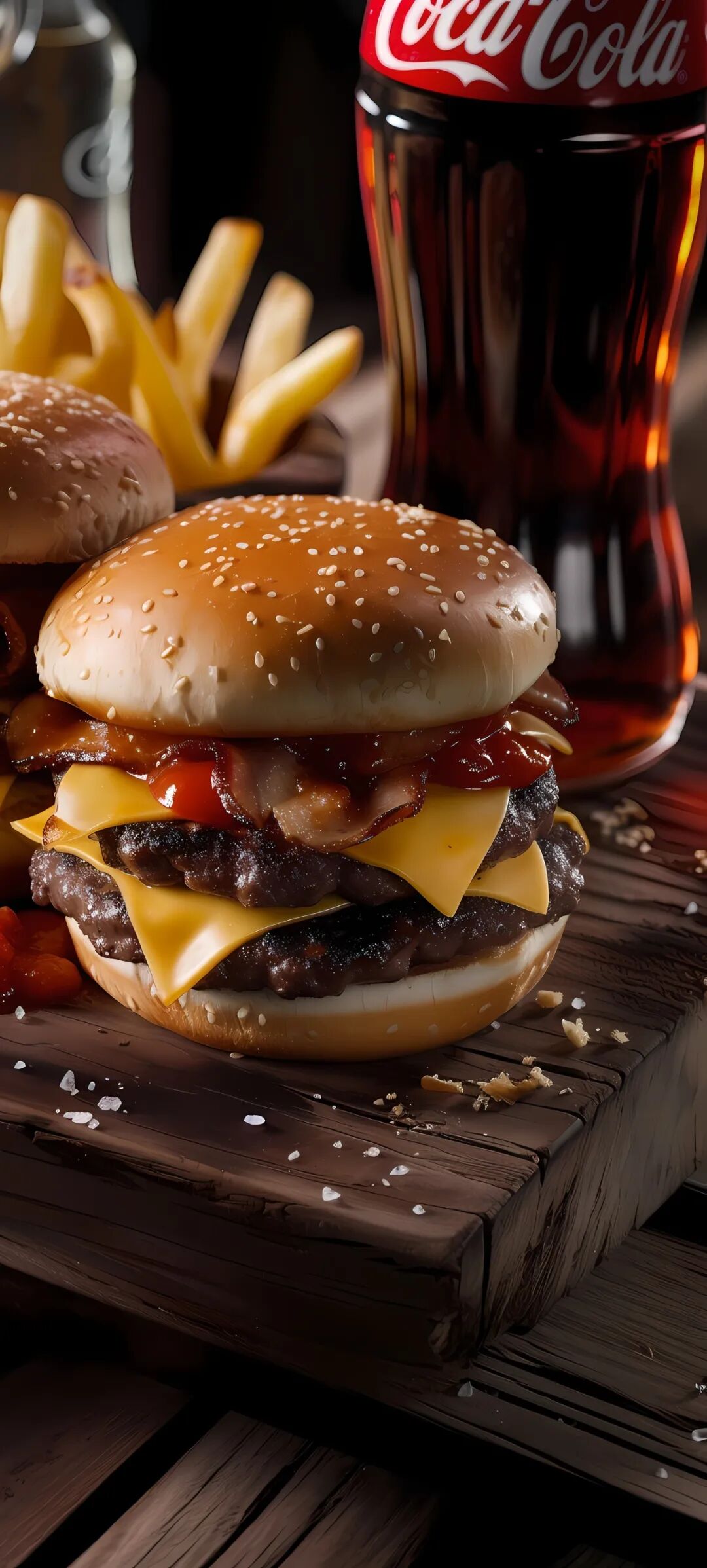 手机壁纸美味无法阻挡的汉堡炸鸡壁纸图片赶紧收藏