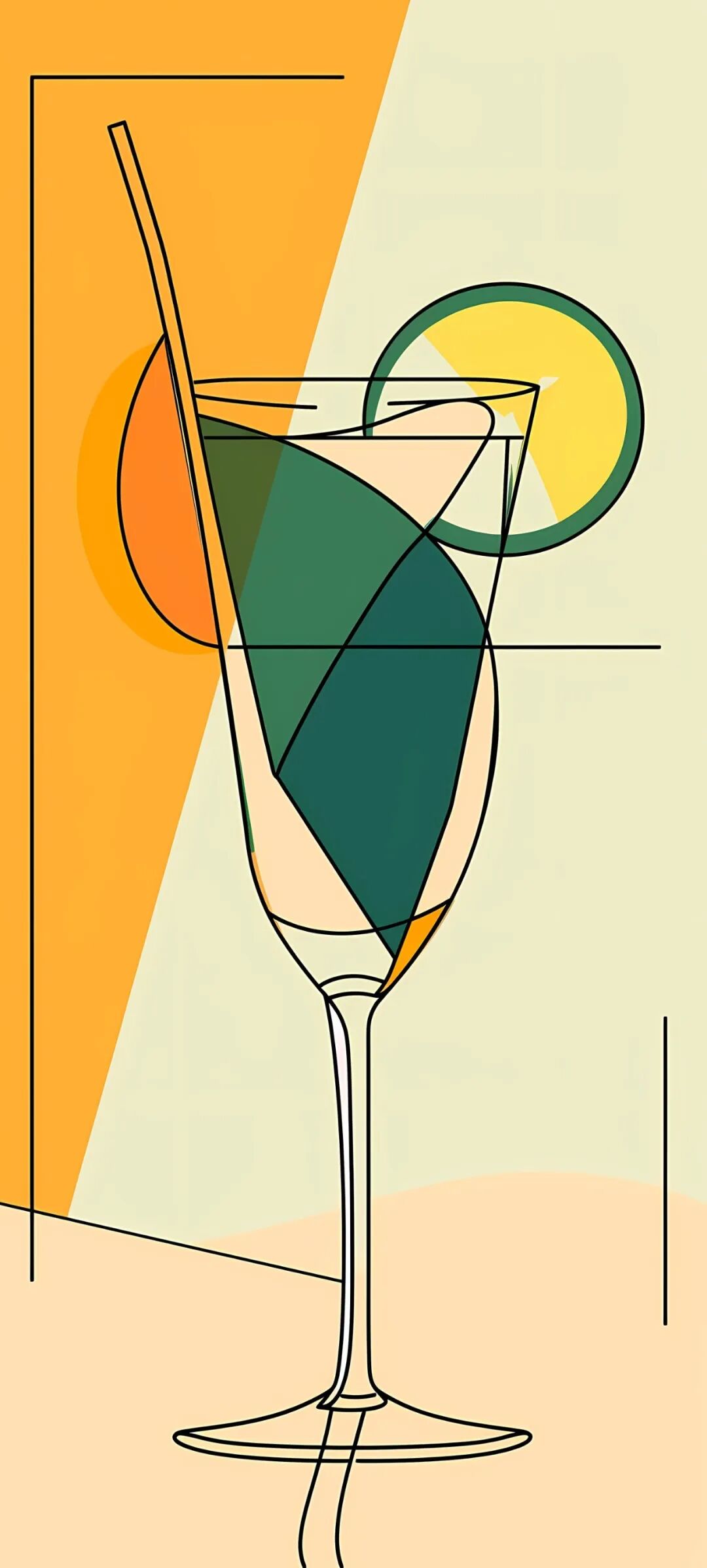 手机壁纸抽象线条鸡尾酒壁纸图片免费分享