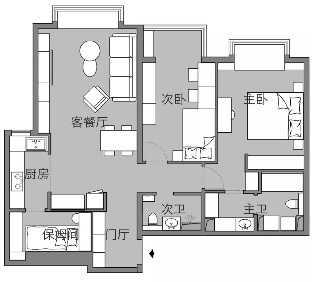 110㎡「森林」主題的幸福有愛小家，隱藏式電視櫃+書架的設計很讚！ 家居 第5張