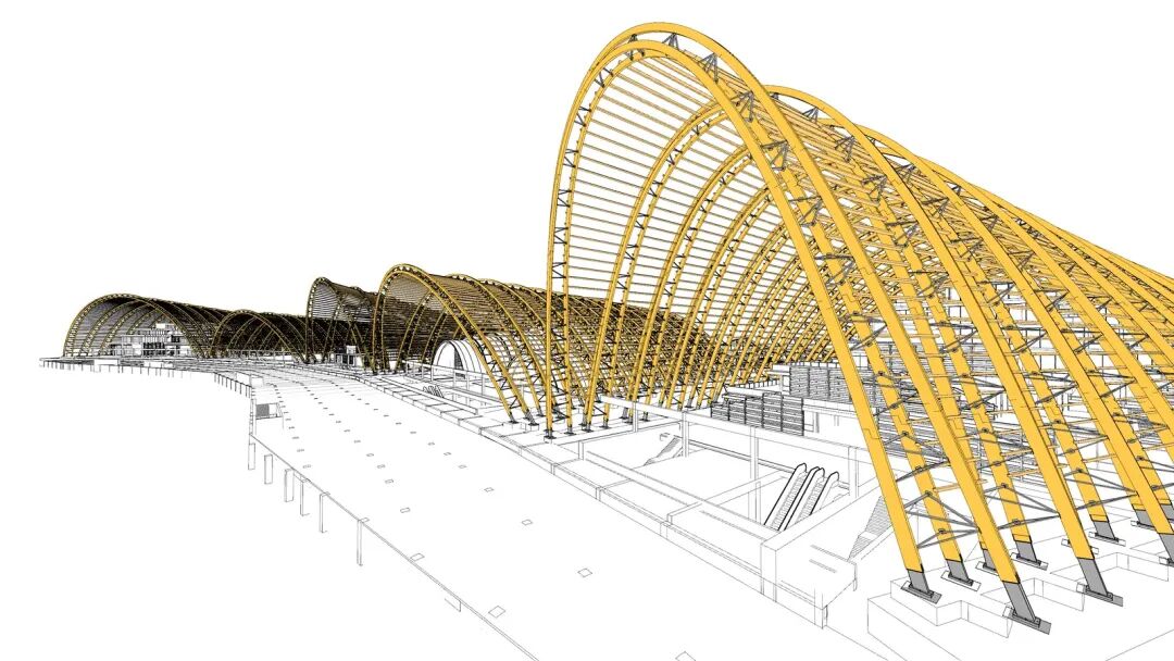 拱顶铺设etfe膜,旨在与周围的农田产生视觉联系.