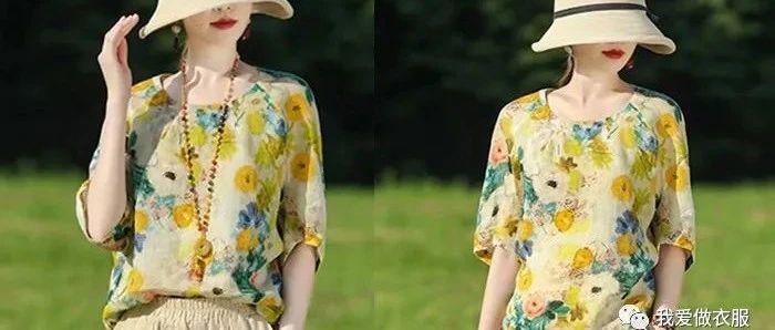 夏季显瘦麻料七分袖上衣裁剪图，款式大方制作简单！