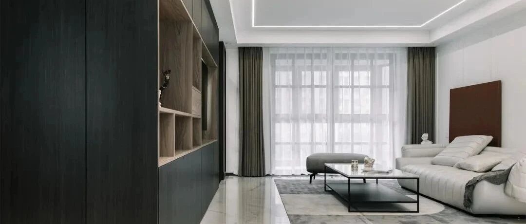 电视墙藏隐形门，108平极简+现代感+层次感三室