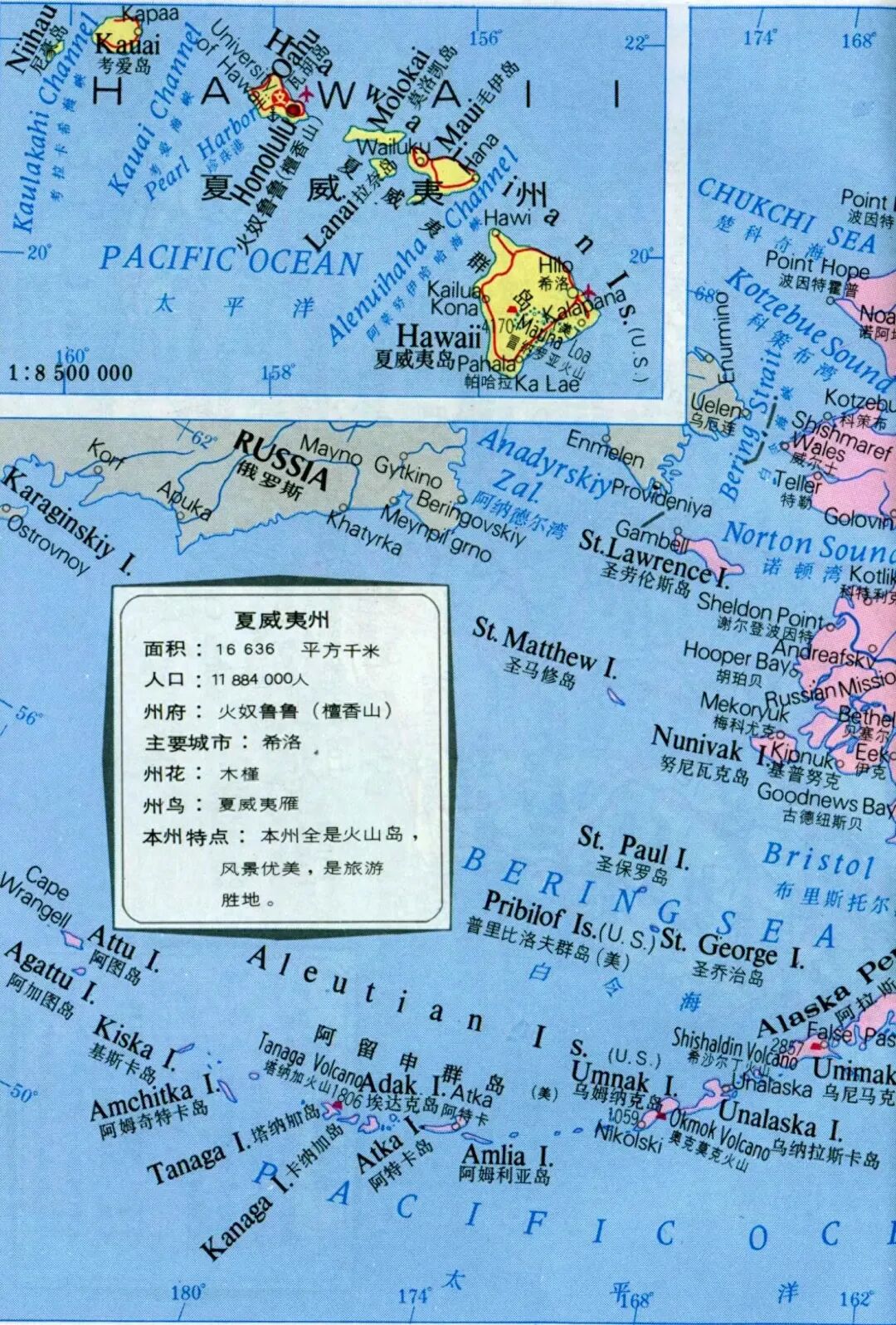 从西北到东南8个主要岛屿是可爱岛,尼豪岛,欧胡岛,摩洛凯岛,拉奈岛,贸