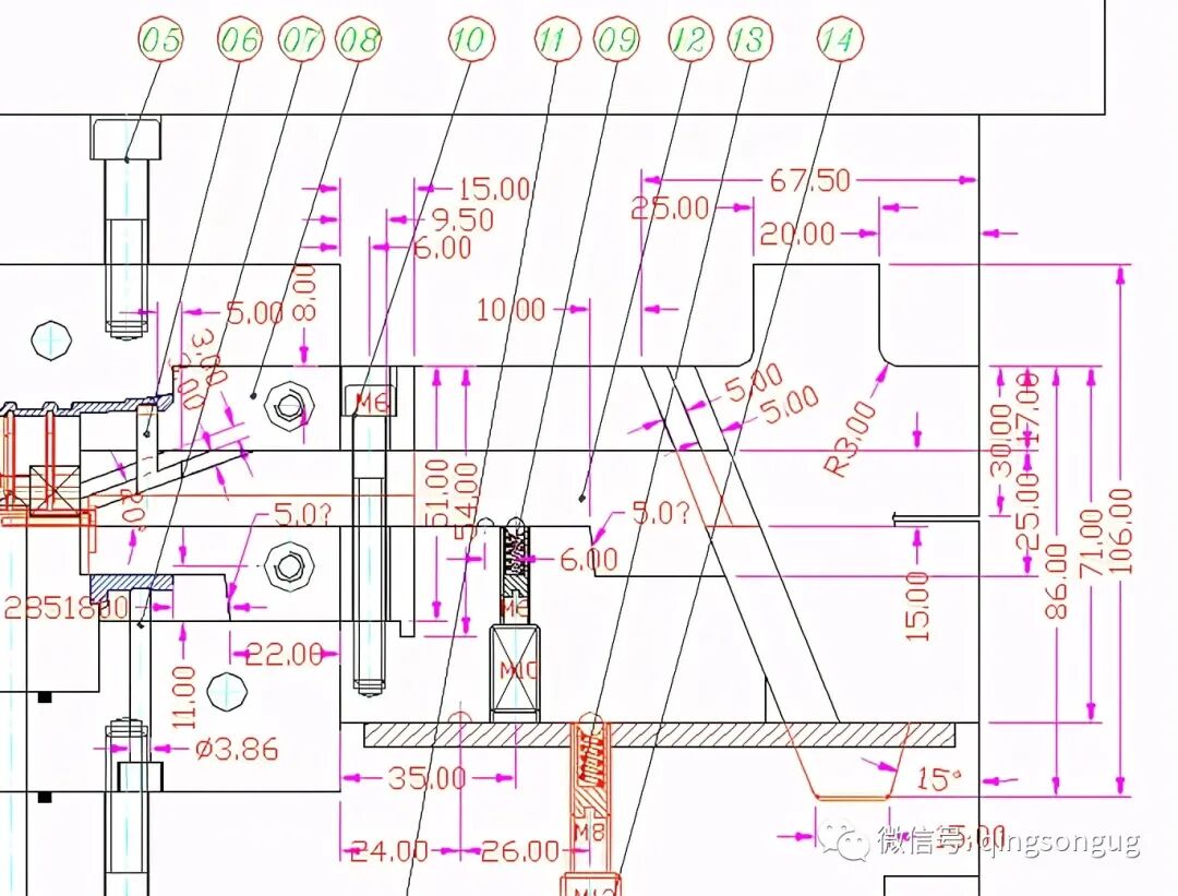 25类滑块经典结构：滑块+滑块、滑块+斜顶、滑块+顶针的图5