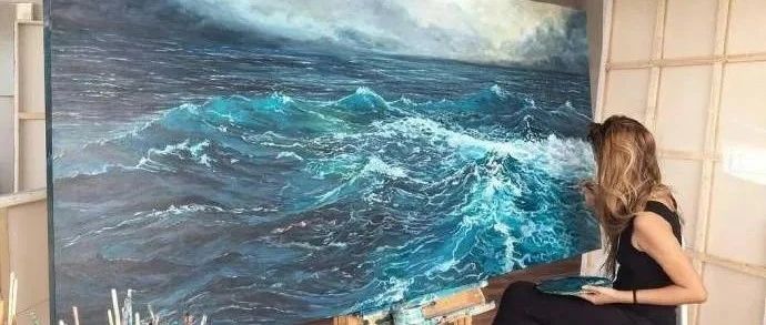 悉尼美女画家Vanessa Mae 海洋浪花丙烯作品 时尚空间装饰画
