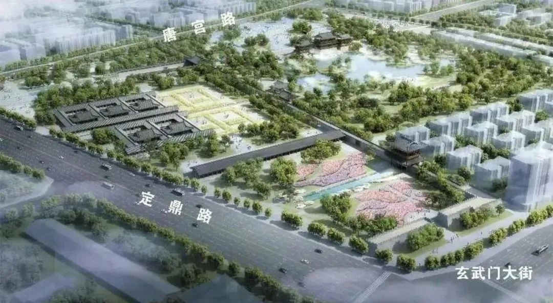 效果图来了隋唐洛阳城玄武门城墙大内西墙及阁楼