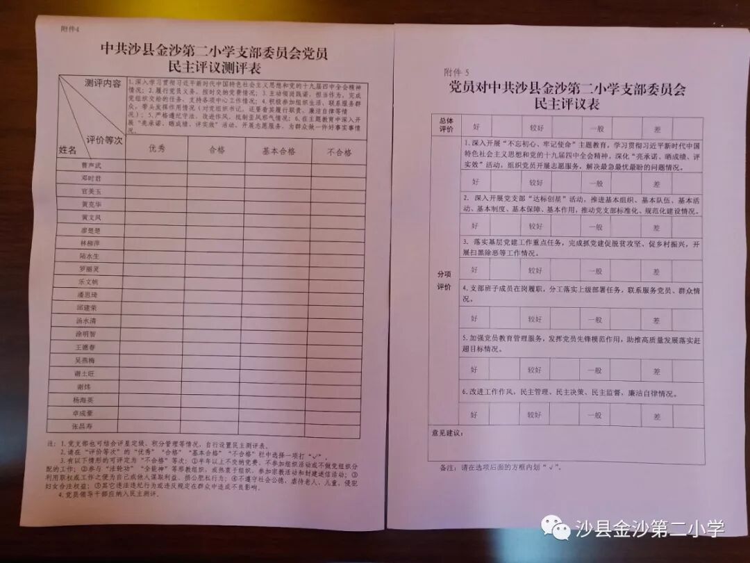 沙县金沙第二小学党支部召开专题组织生活