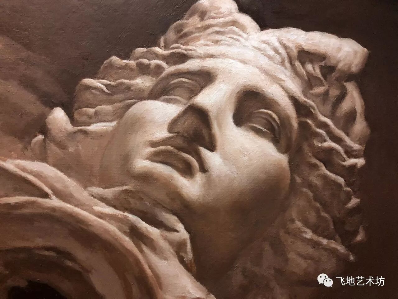 石膏像 阿里亚斯单色油画素描(局部)