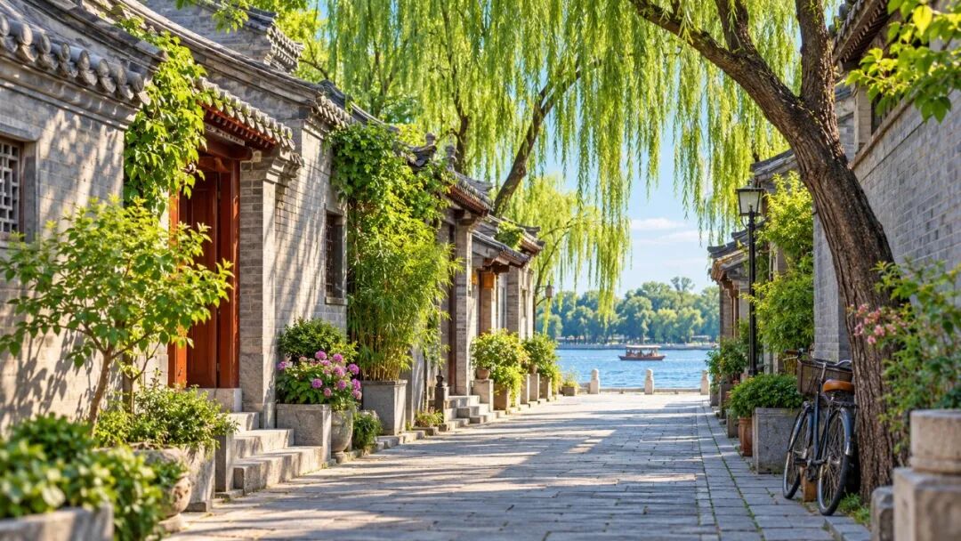 Lakeside hutong atmosphere - Destination illustration