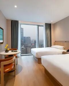 成都景澜青棠酒店（春熙路太古里店）·如梦春熙太古双床房(俯瞰城景+江南如梦+轻盈好眠) 2晚