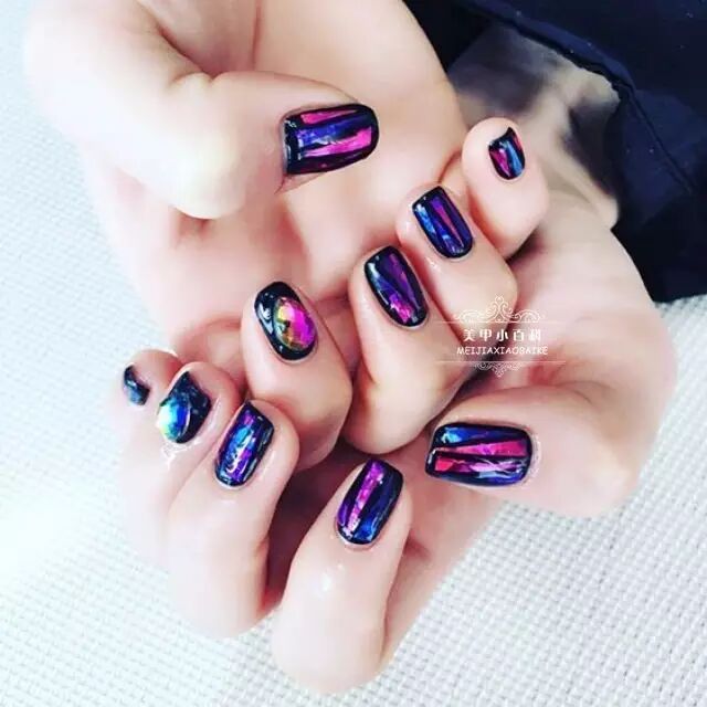 60款最新碎玻璃美甲,5个系列任你挑!