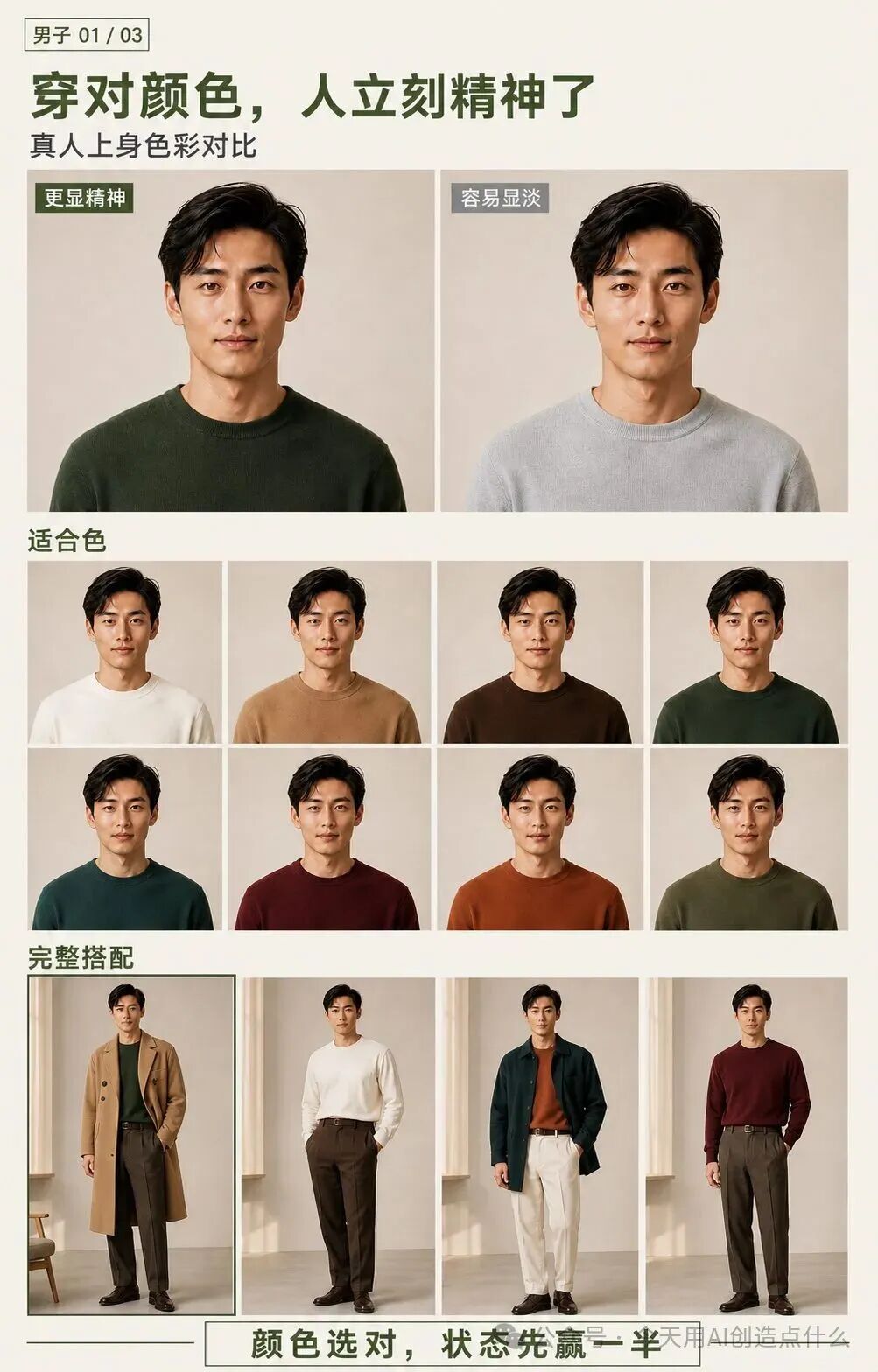 个人色彩与形象分析顾问·三页真人试装系统提示词 Sample images