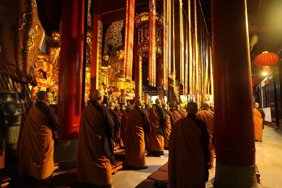 天童禅寺常住为福山諦法长老举行往生普佛