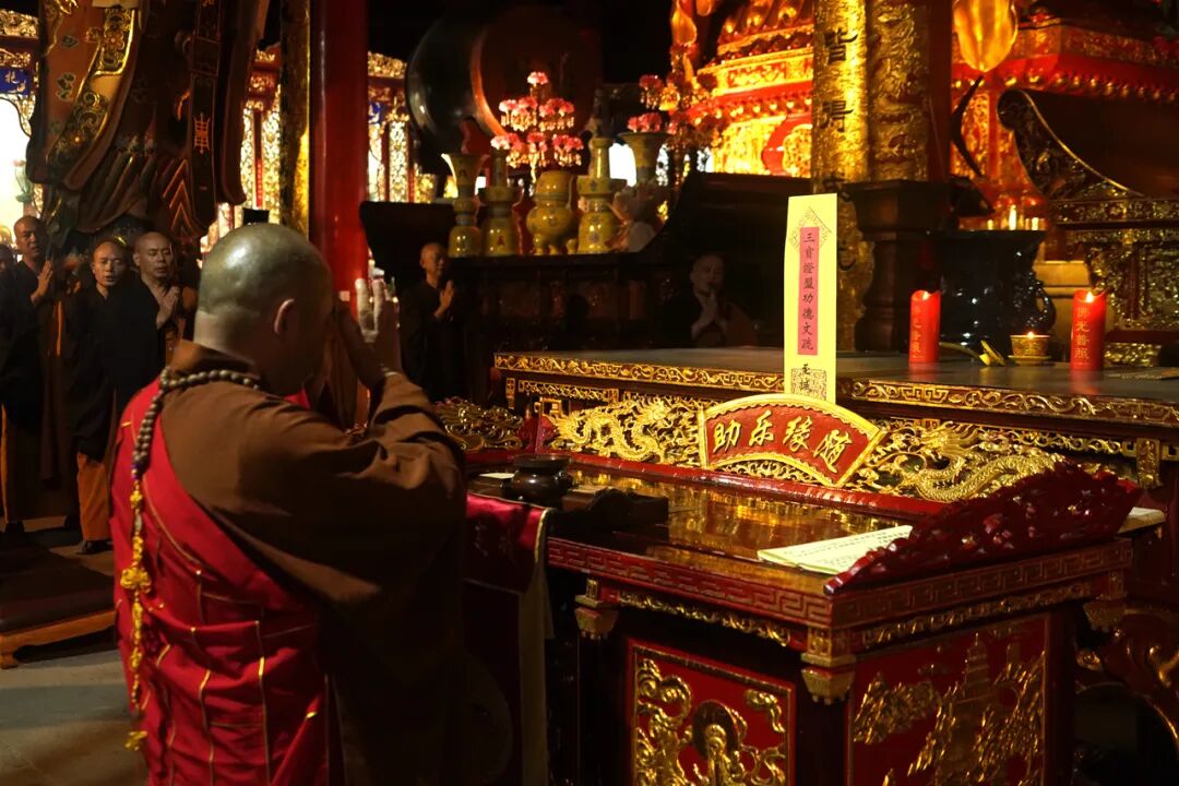 天童禅寺常住为福山諦法长老举行往生普佛