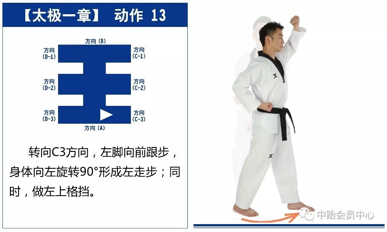 海南旅游分享分享组-大众跆拳道馆级位品势教学:太极一章