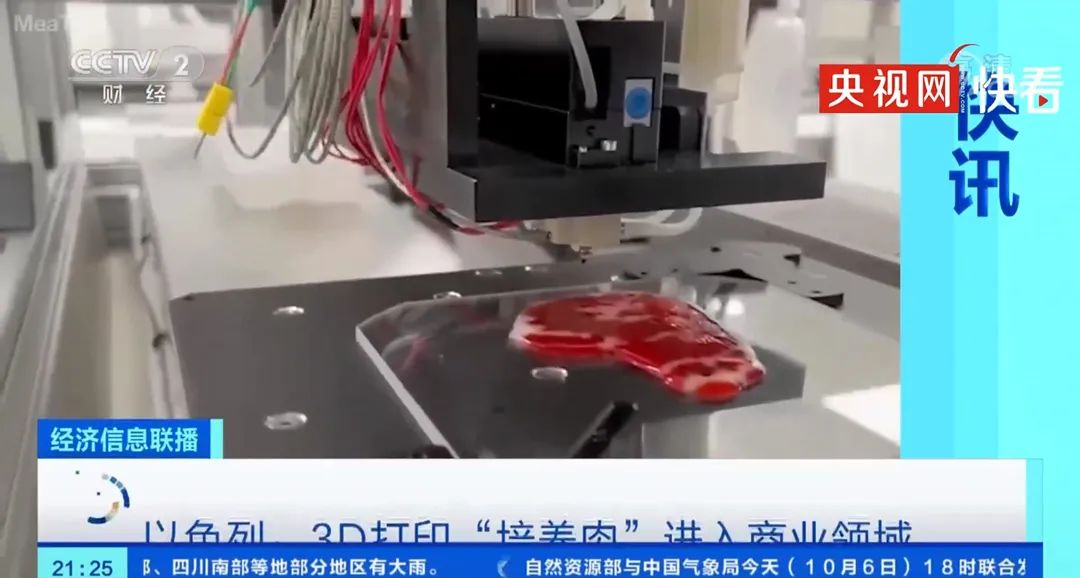 央視財(cái)經(jīng)：3D打印肉將投入商業(yè)領(lǐng)域，能設(shè)定肥瘦比例