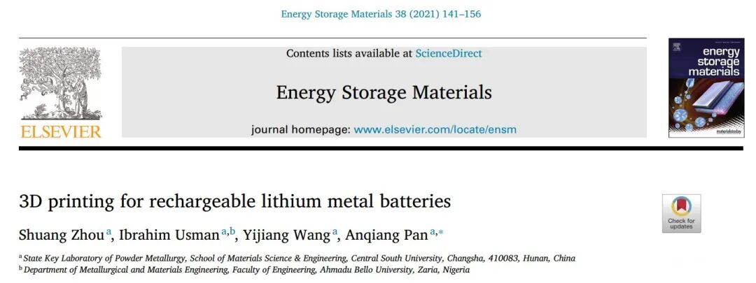 中南大學潘安強教授綜述：3D打印鋰金屬循環(huán)電池的圖1