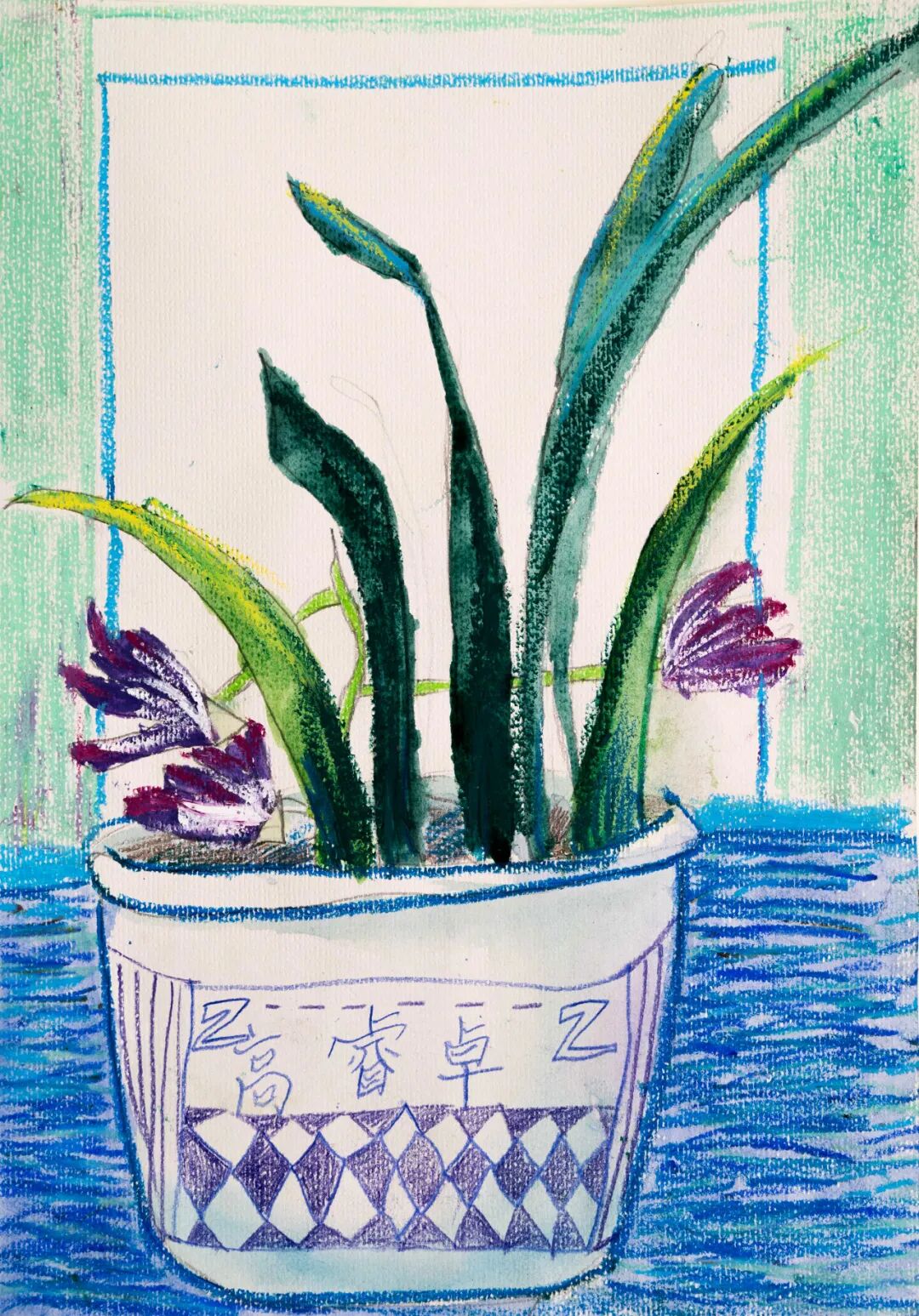 水彩画「菖蒲と水草」 【公式通販】