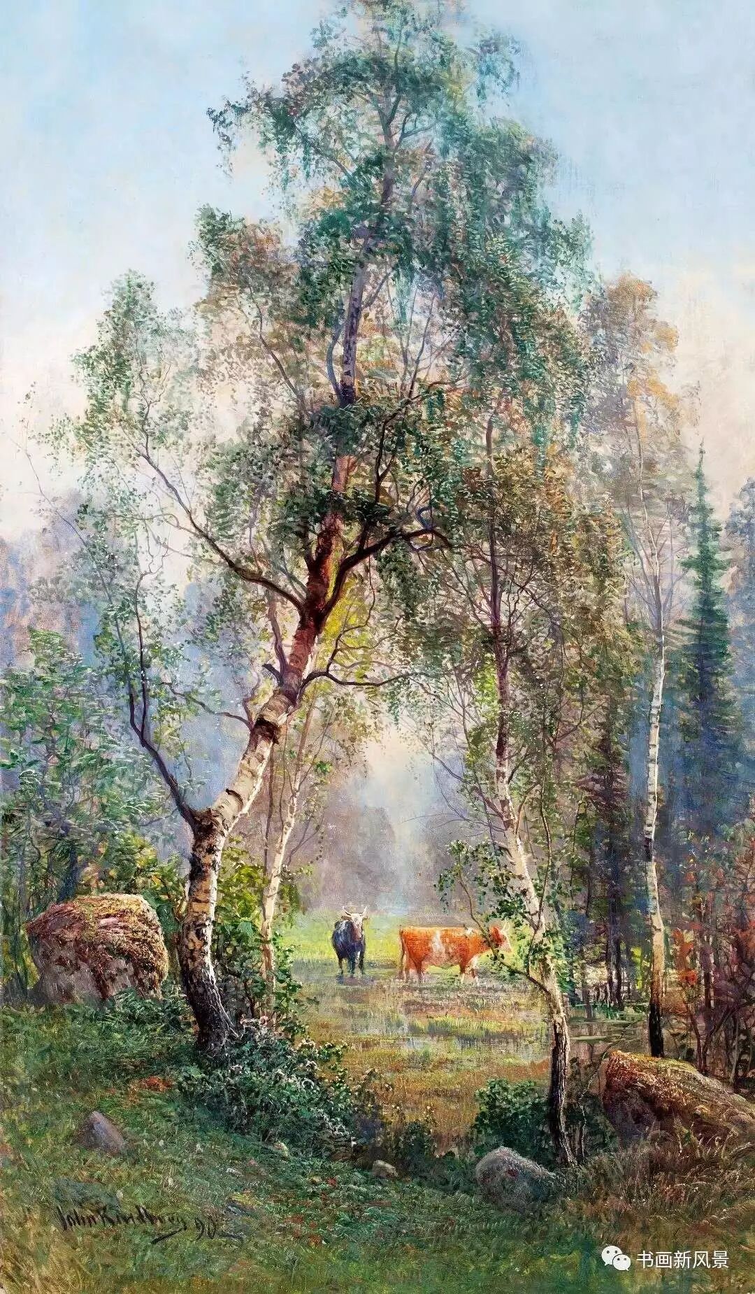 一组美丽的乡村油画