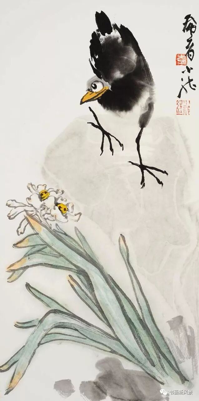 这是青年画家李小龙笔下的一组花鸟,古雅清新,纵逸劲爽,墨趣盎然!