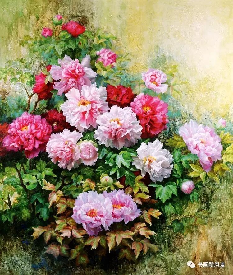 唯美油画清风荷韵富贵牡丹