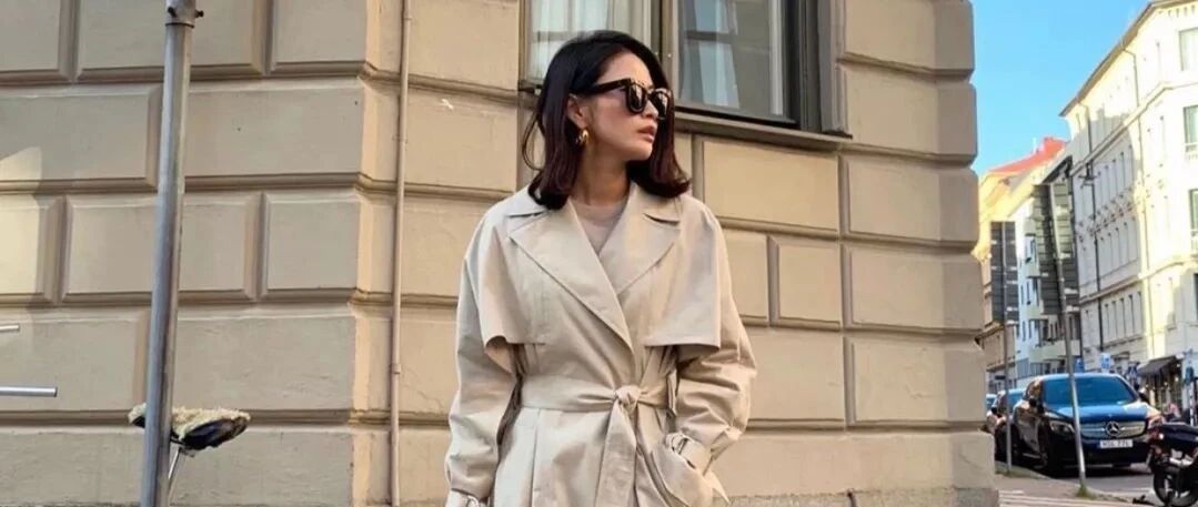 风衣+九分裤+平底鞋=早秋气质穿搭！