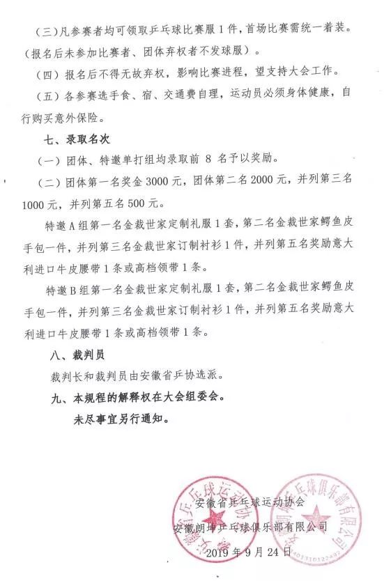 关于举办2019年“朗坤杯”第四届省乒协主席 邀请赛的通知(图4)