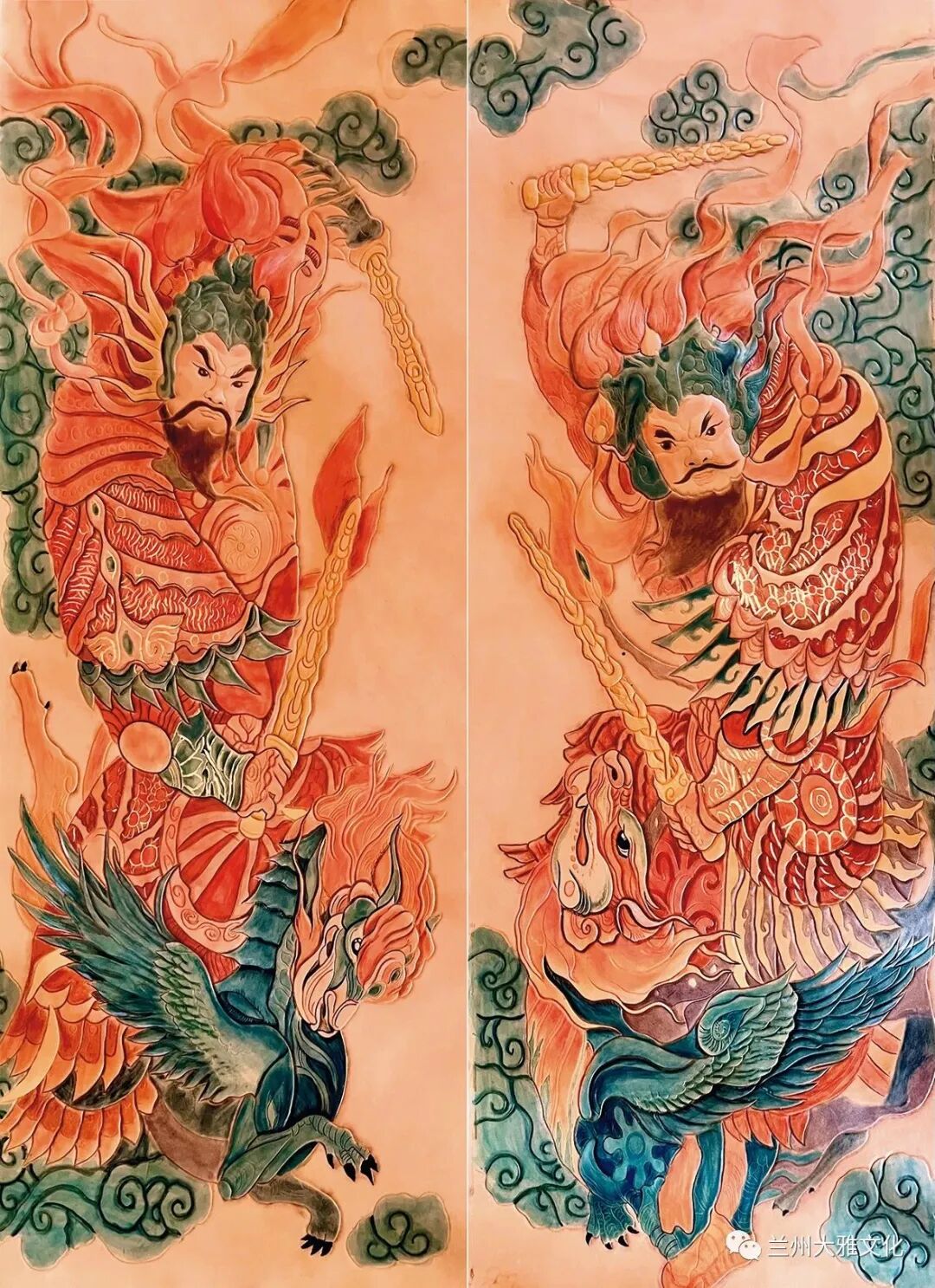 大连民族大学皮雕 《门神》 王大鹏(教师) 9.65cm×3.