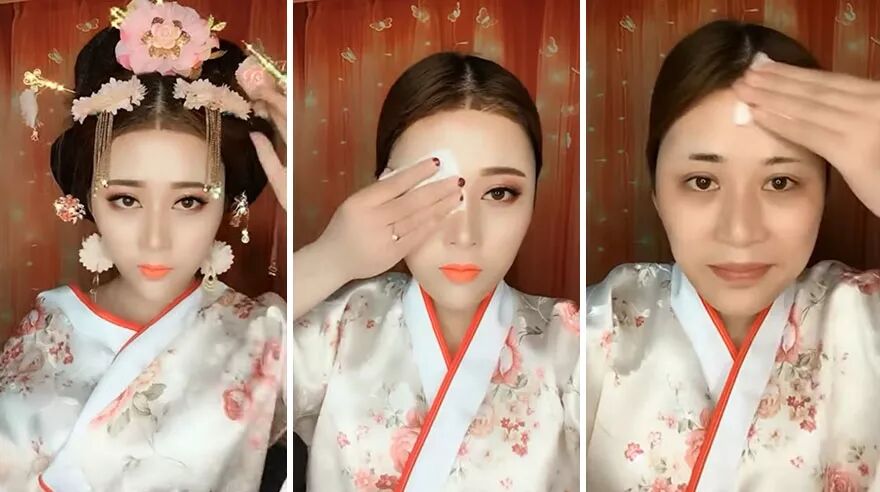 抖音卸妆秀吓尿围观老外：戳鼻子、抠下巴、徒手撕脸皮....（组图） - 8