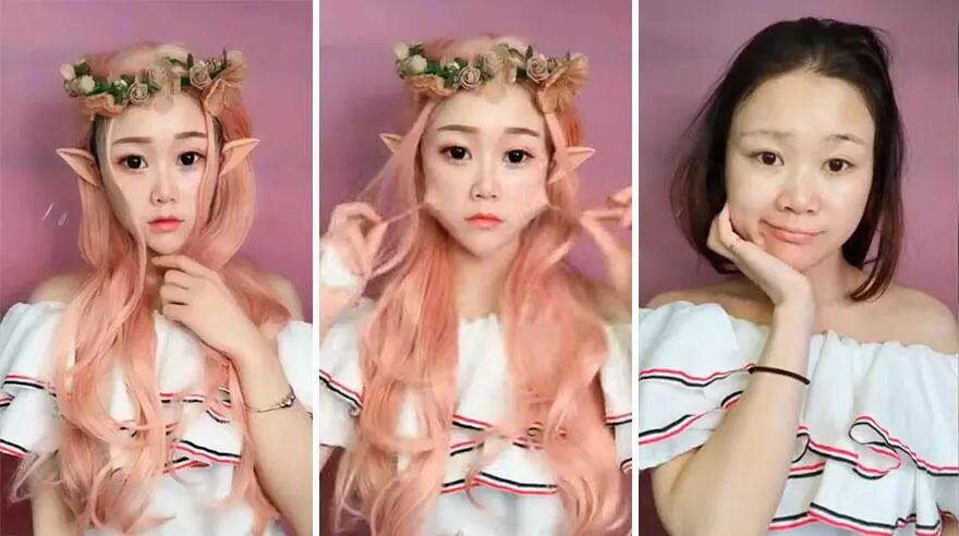 抖音卸妆秀吓尿围观老外：戳鼻子、抠下巴、徒手撕脸皮....（组图） - 5