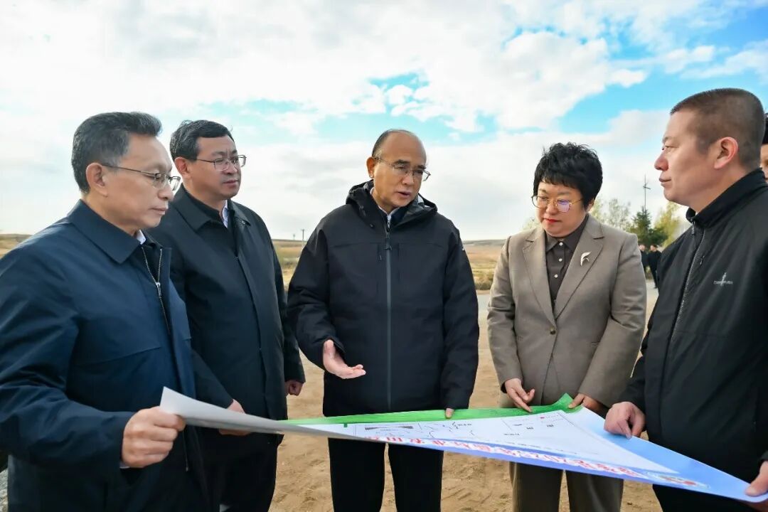 在望奎縣廂黃前頭村，許勤察看侵蝕溝治理和高標准農田建設情況。