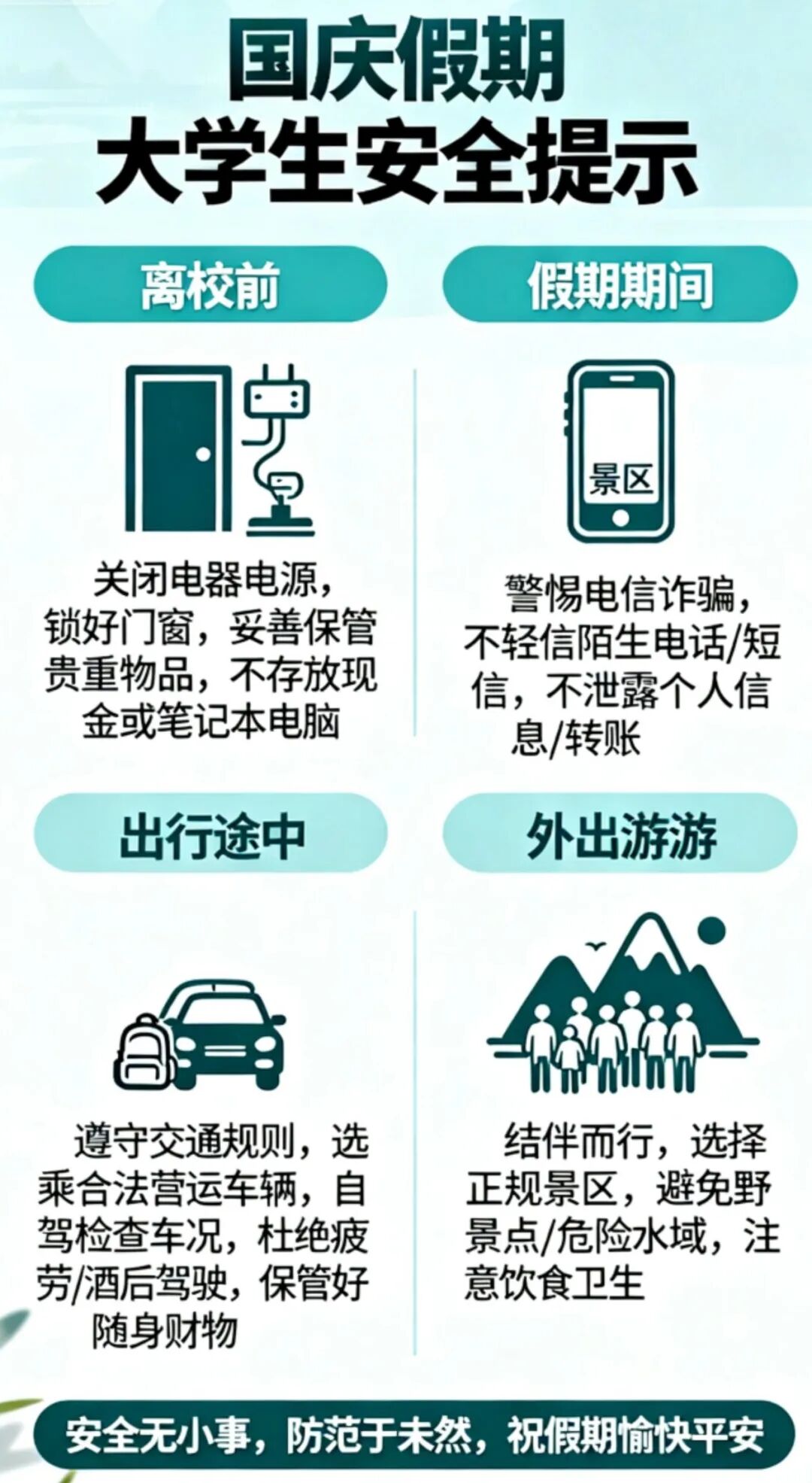 安全育人丨国庆假期安全指南