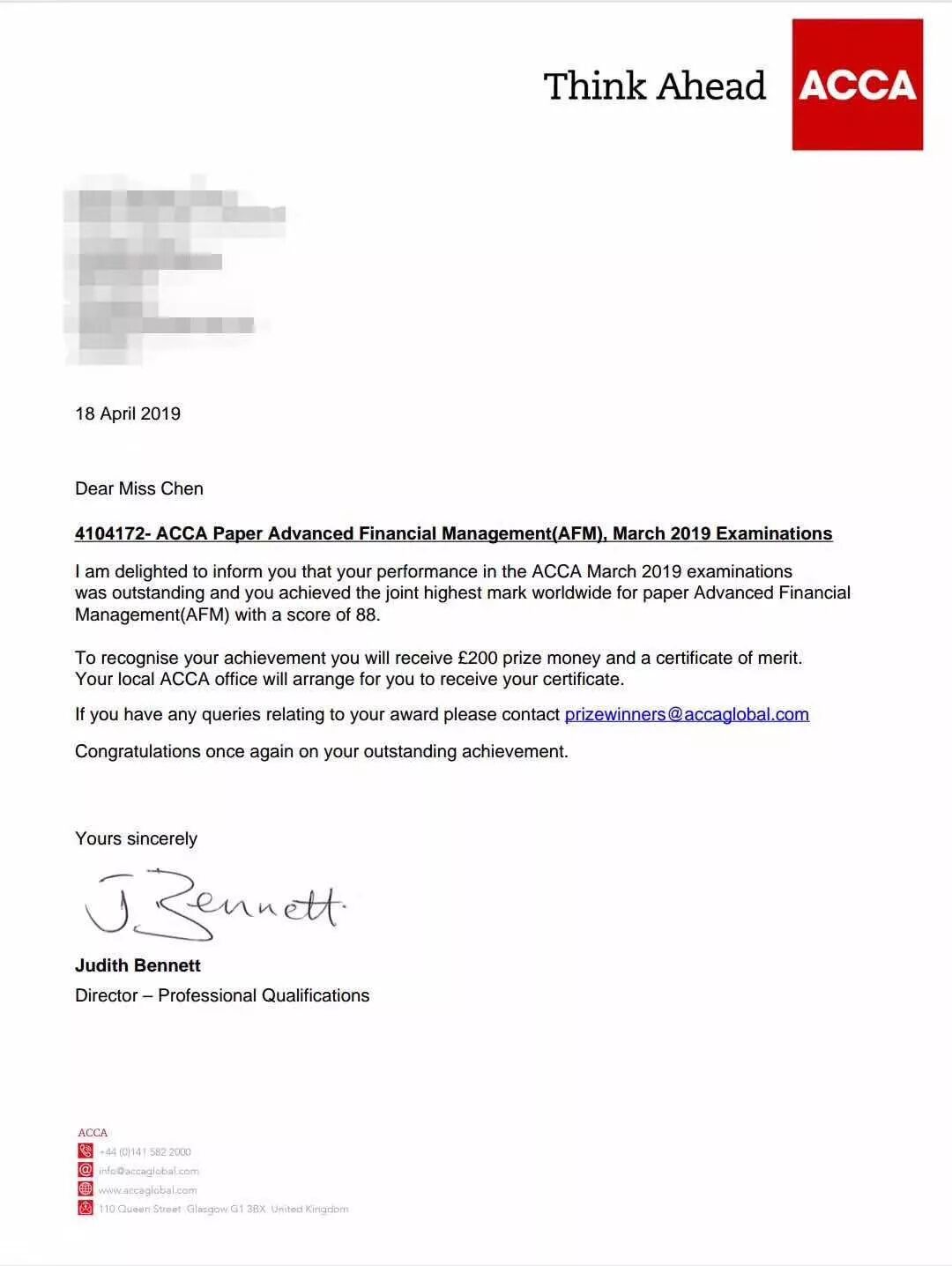 热烈祝贺泽稷教育 大学生acca优 人才培养计划 陈强瑜同学荣获afm科目全球第一 泽稷acca考友论坛 微信公众号文章阅读 Wemp