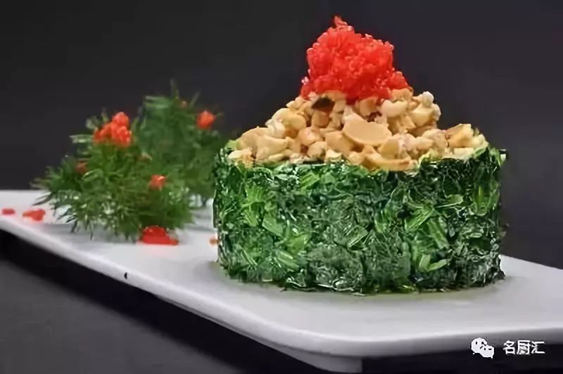 【凉菜】鱼籽果仁菠菜
