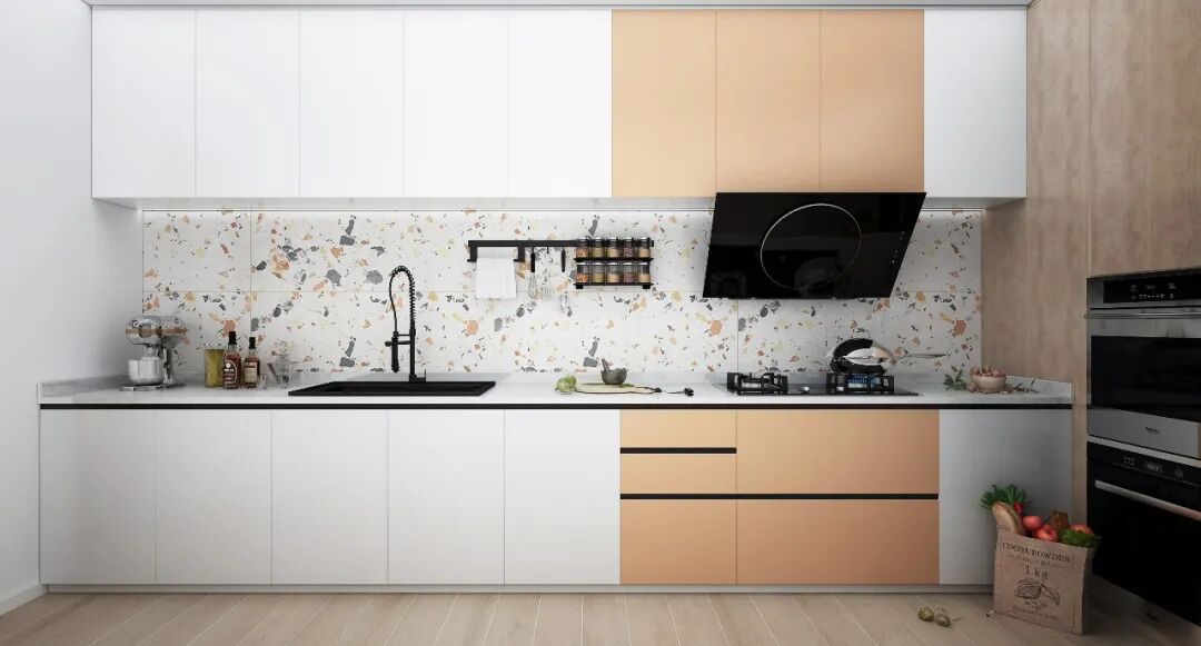 装修效果图丨114㎡清新北欧风格婚房装修，弧形元素甜蜜升级！