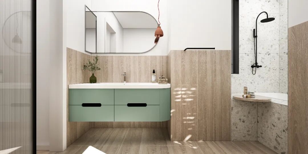 装修效果图丨114㎡清新北欧风格婚房装修，弧形元素甜蜜升级！