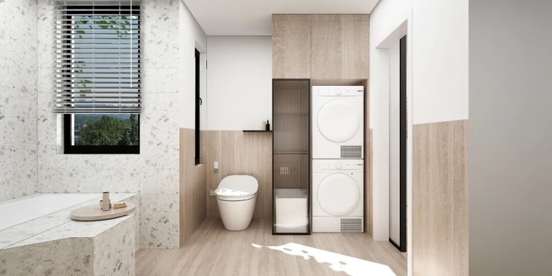 装修效果图丨114㎡清新北欧风格婚房装修，弧形元素甜蜜升级！