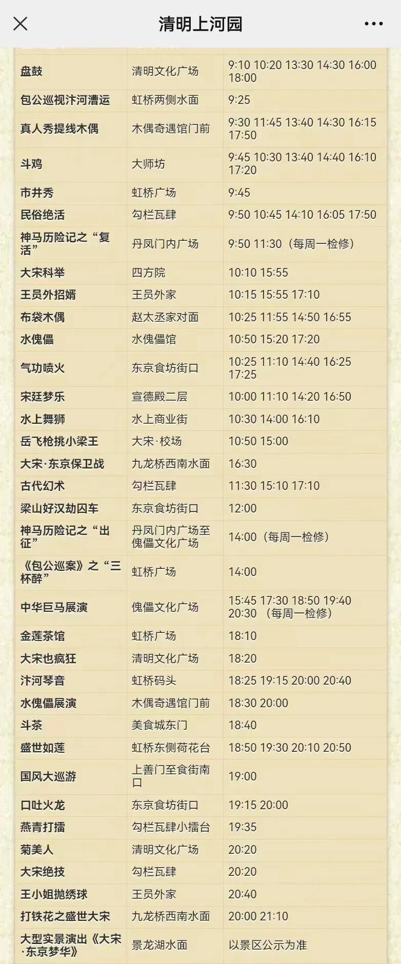 除了个体的npc,还有大型的节目表演,一天的节目安排有大有小,涉及到
