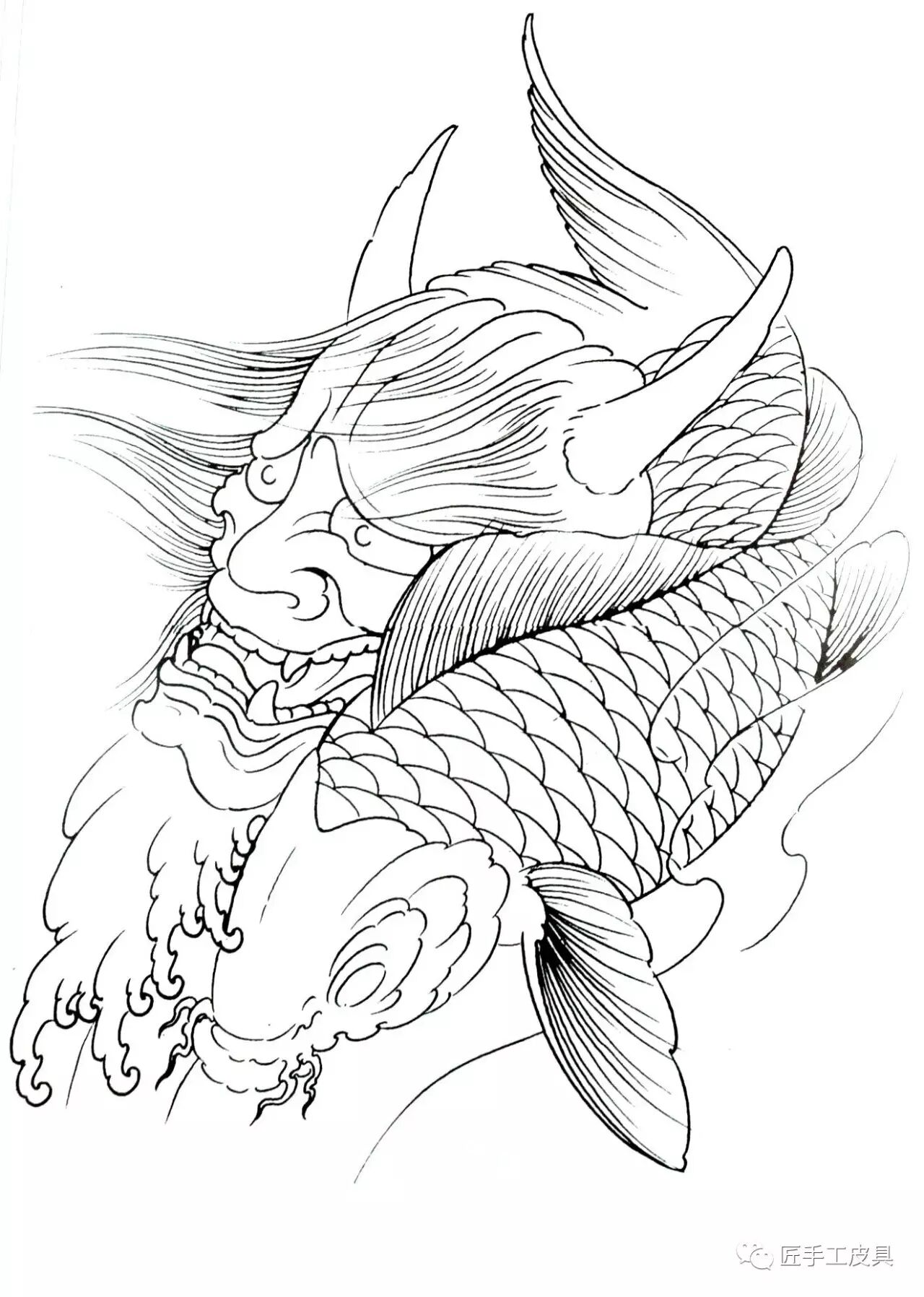 分享皮雕锦鲤图纸分享