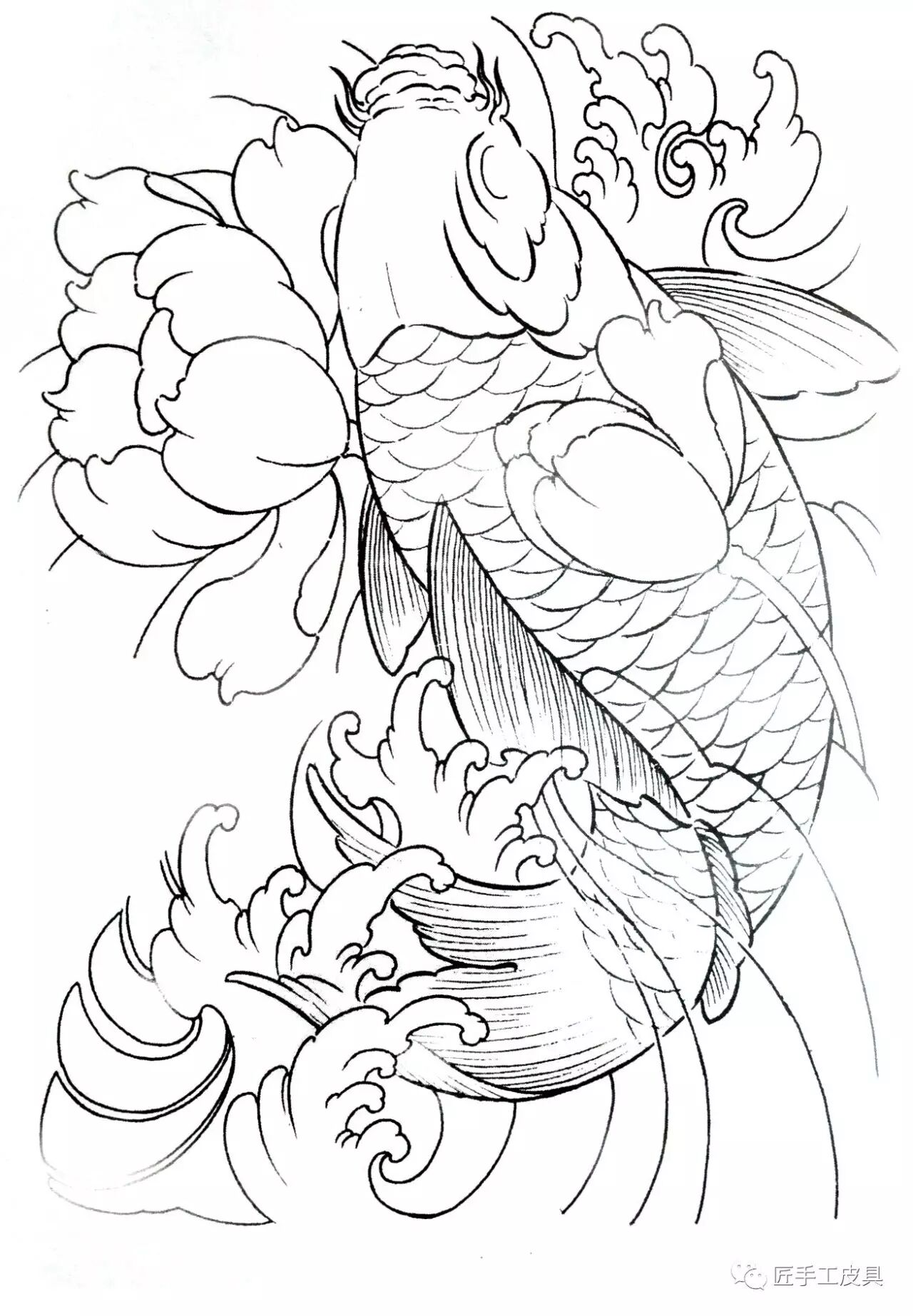 分享皮雕锦鲤图纸分享