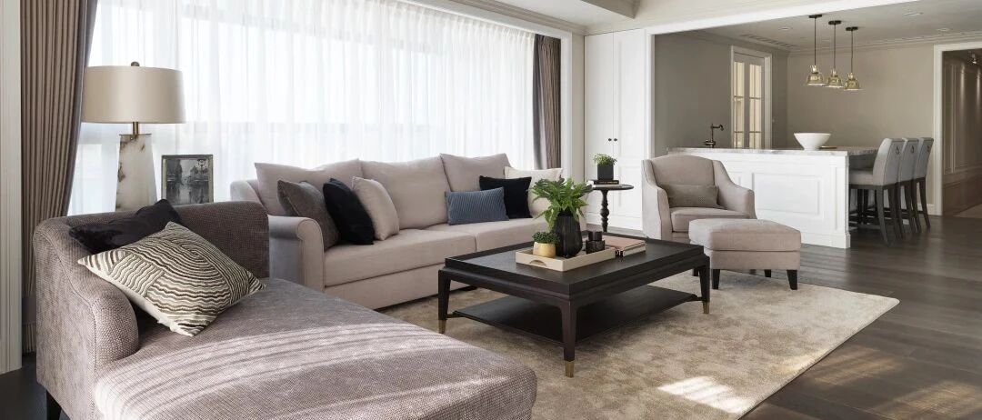 153㎡优雅美式海景房，“转私为公”促进家人间的亲密互动