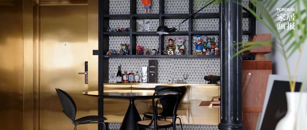 90㎡空中走廊之家，是金色与黑色碰撞出的金属氛围