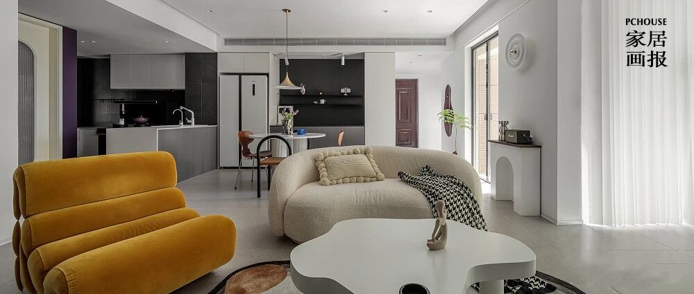 110㎡温柔三居，微水泥与米黄茶粉的碰撞