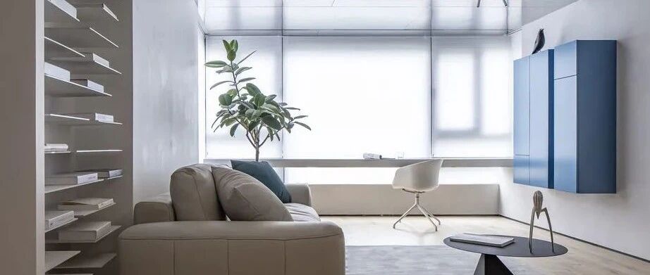 落地窗+4米长桌开敞式书房，女教师125㎡张弛有度的三口之家