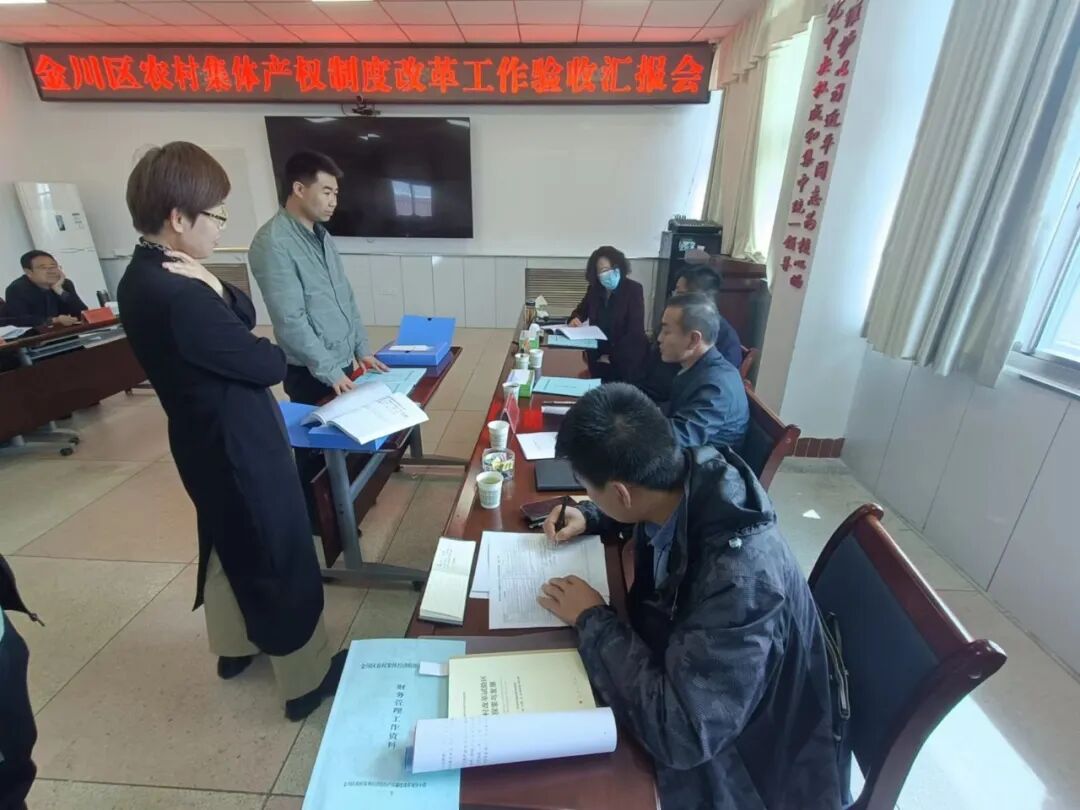 省委农办农村集体产权制度改革验收组赴金川区验收农村集体产权制度改革试点工作